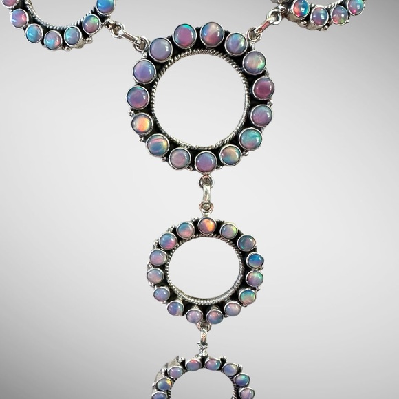 Sterling Silver Ethiopian Opal Conch Necklace & Earrings Set - Picture 6 of 17